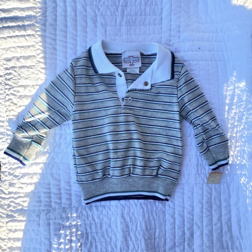 VTG NWT 18mos Striped Long Sleeve Polo